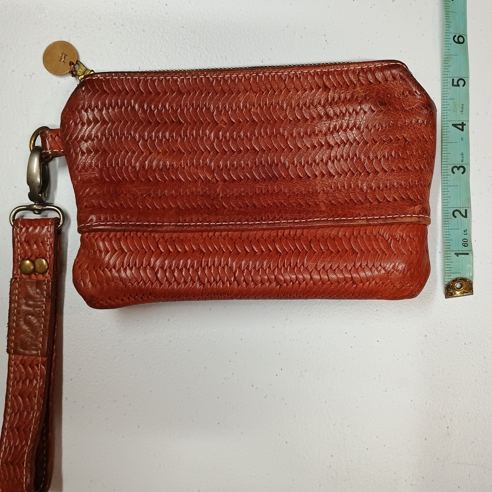 Handcrafted Leather Wristlet in Rich Brown